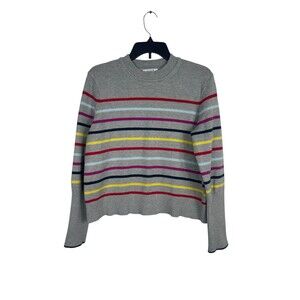 La Ligne For Target Gray Rainbow Stripe Cashmere Blend Sweater Womens L Crewneck